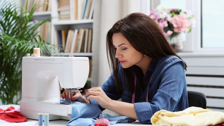 Dame Med Symaskine Blå